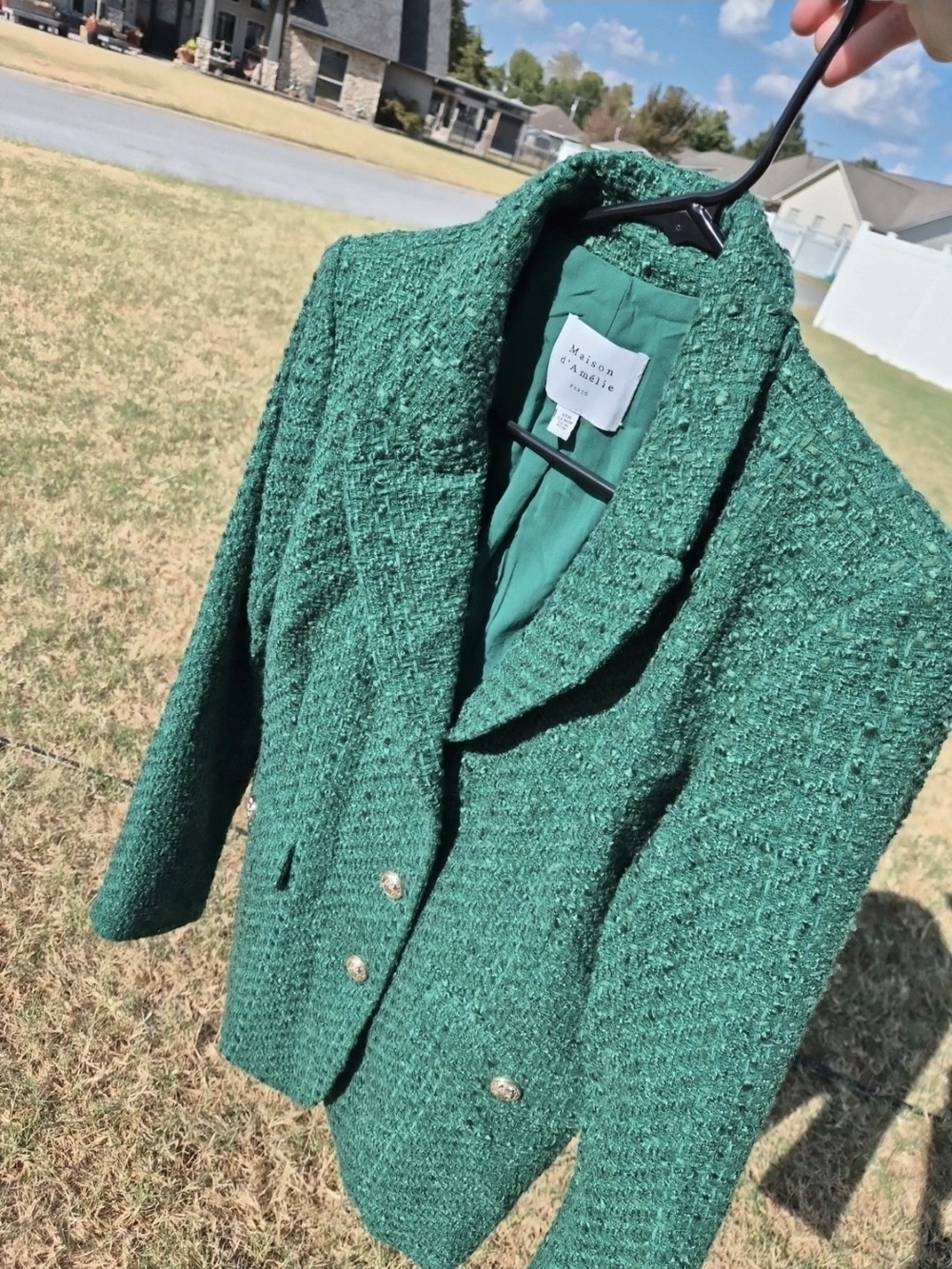 Maison d'Amélie Emerald Double-Breasted Blazer